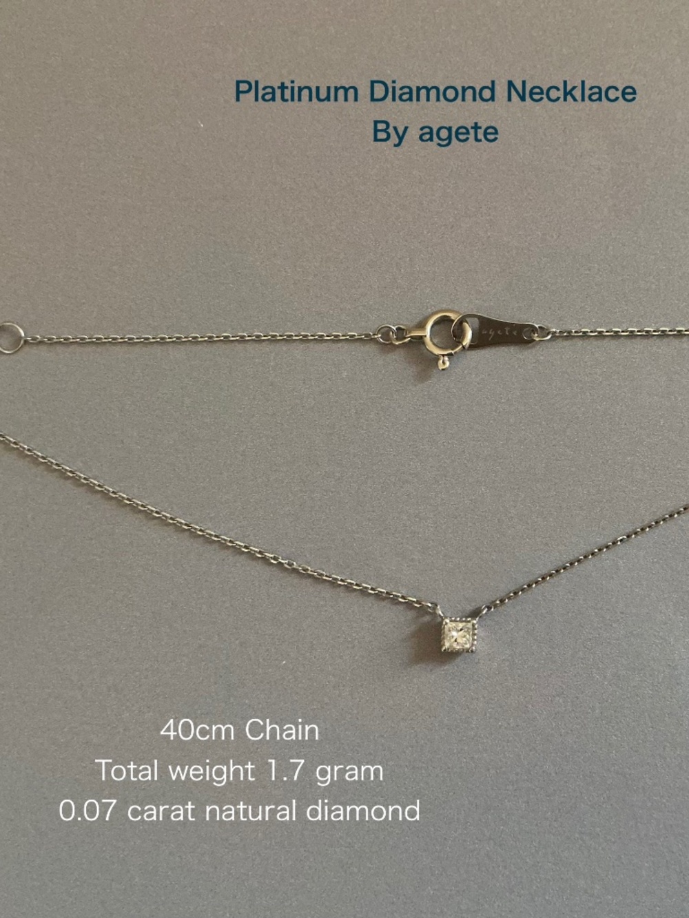 Vintage Petite Diamond Necklace By agete - Stamped Pt 850 - Pt 900 - 0.07 ct